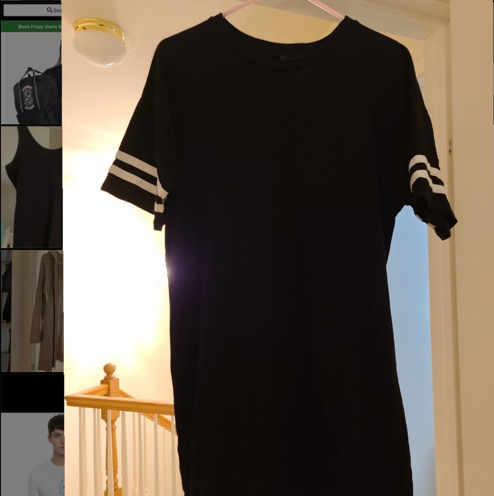 Forever 21 Black Dress with White Stripes